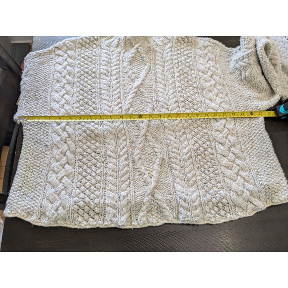 Vtg Express Tricot Handknit Cream Sweater Angora Wool Chunky Fisherman Medium - Picture 9 of 10